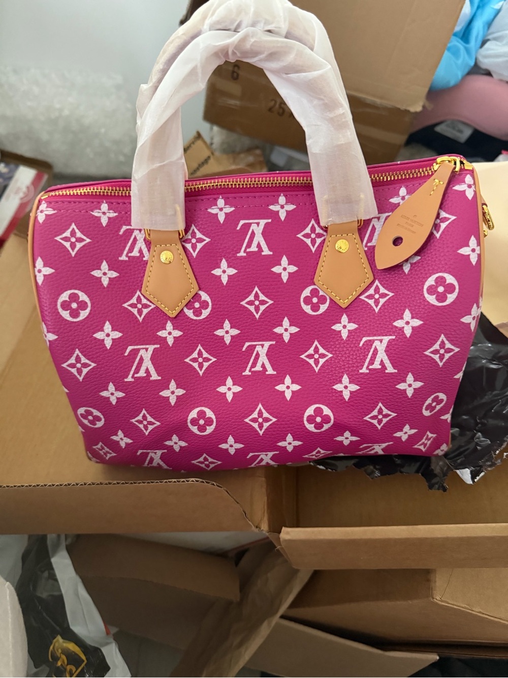 Pink Monogram Mini Satchel Handbag - Luxury Logo Print size 30